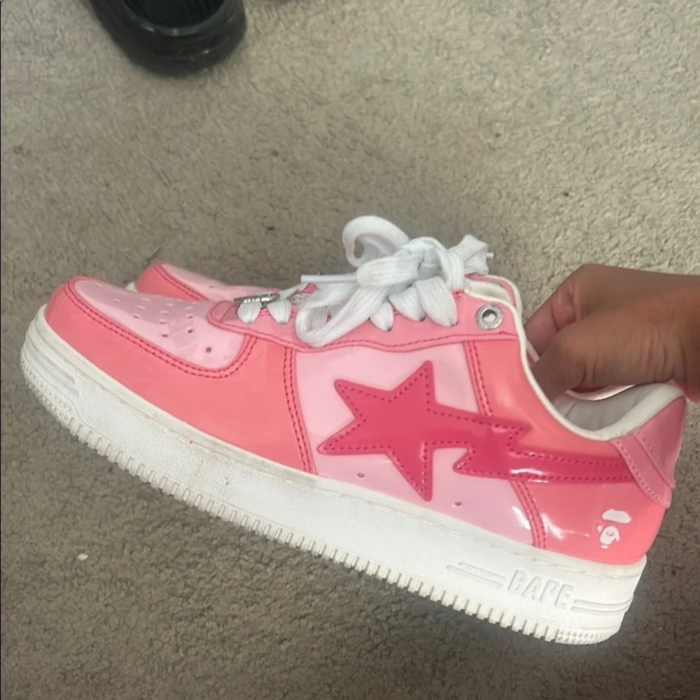 Bape Pink Patent Leather Sta-Style Sneakers - Picture 1 of 3